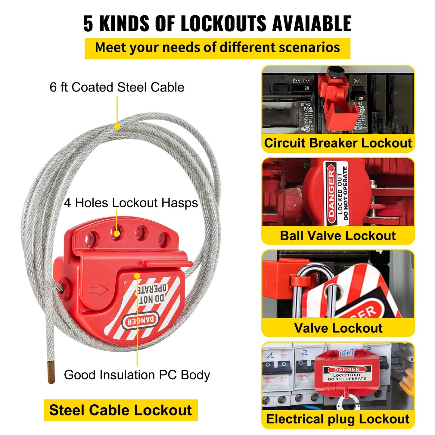 43 PCS Lockout Tagout Kits, Electrical Safety Loto Kit Includes Padlocks, 5 Kinds of Lockouts, Hasps, Tags & Ties, Box, Lockout Safety Tools for Electrical Risk Removal in Industrial, Machinery