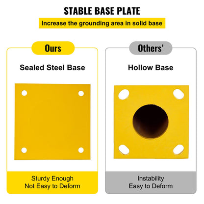 Safety Bollard 42"x4.5" Safety Barrier Bollard 4-1/2" OD 42" Height Yellow Powder Coat Pipe Steel Safety Barrier with 4 Free Anchor Bolts for Traffic-Sensitive Area