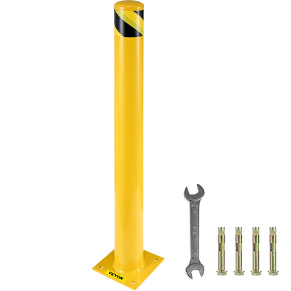 Sicherheitspoller 48"x5,5", Sicherheitsbarrierepoller 5-1/2" Außendurchmesser, 48" Höhe, gelb pulverbeschichtete Sicherheitsbarriere aus Stahlrohr, mit 4 kostenlosen Ankerbolzen, für verkehrssensible Bereiche