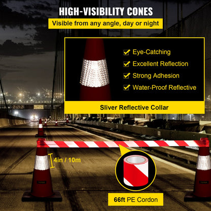 Säkerhetskoner Trafikkoner 18" orange reflekterande kragar Road Cones 5st