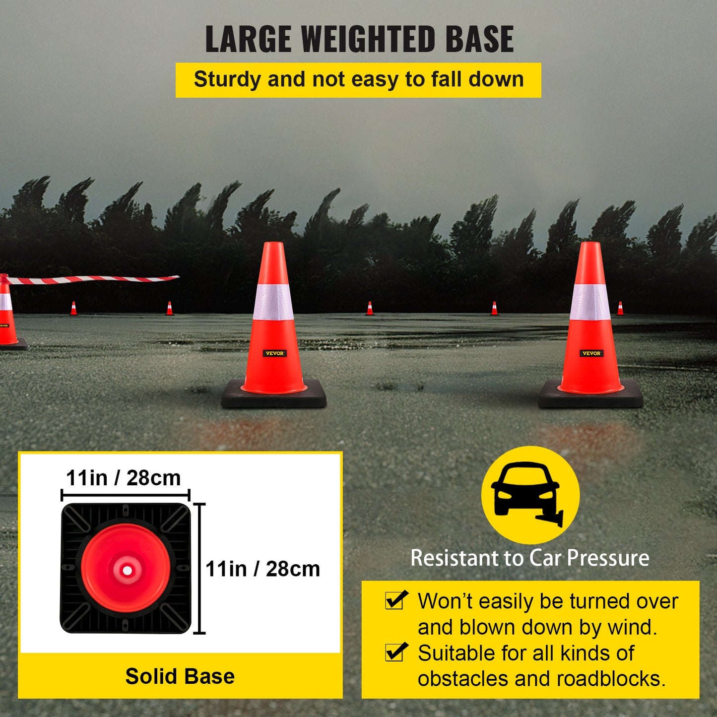 Säkerhetskoner Trafikkoner 18" orange reflekterande kragar Road Cones 5st