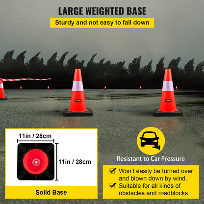 Säkerhetskoner Trafikkoner 18" orange reflekterande kragar Road Cones 5st