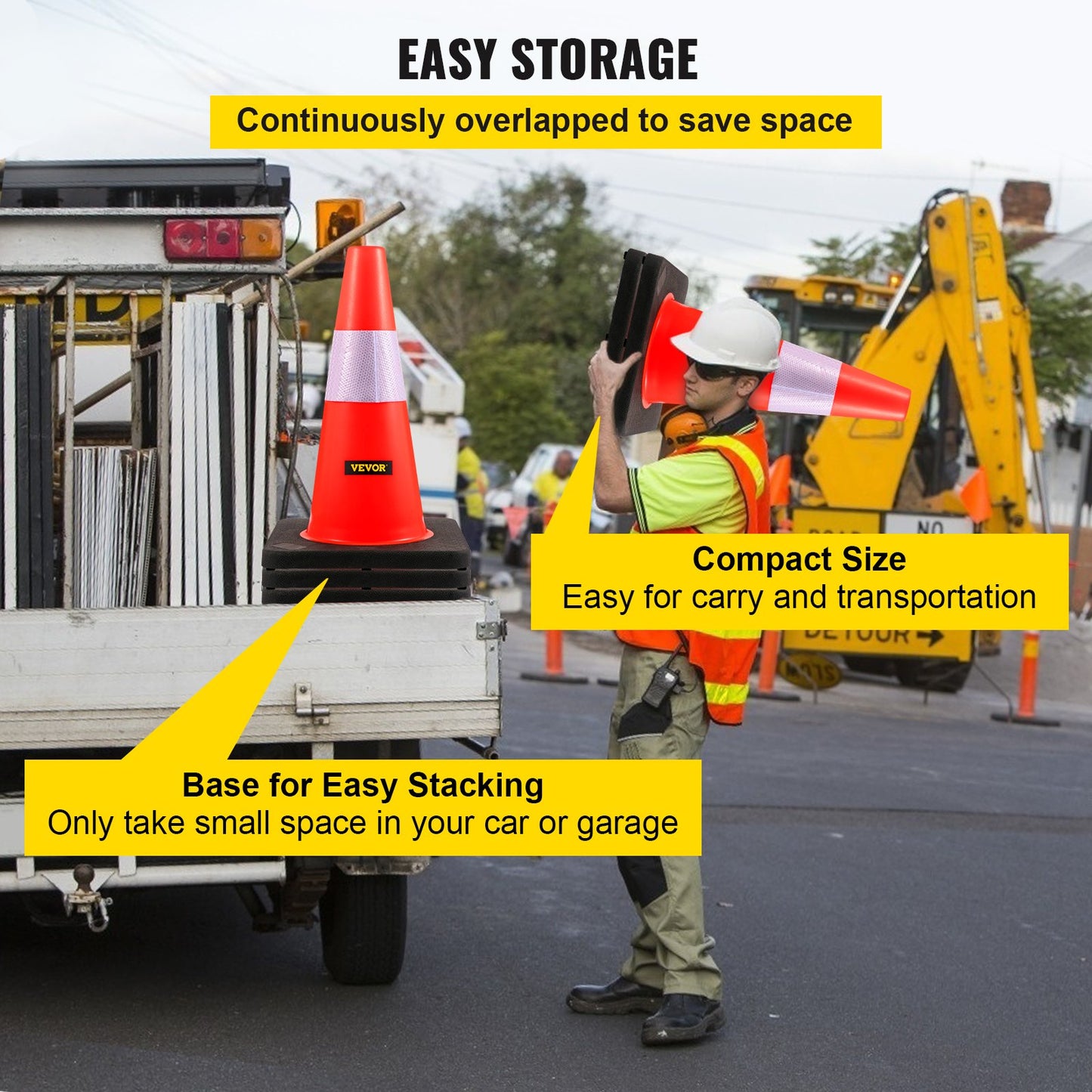 Säkerhetskoner Trafikkoner 18" orange reflekterande kragar Road Cones 5st