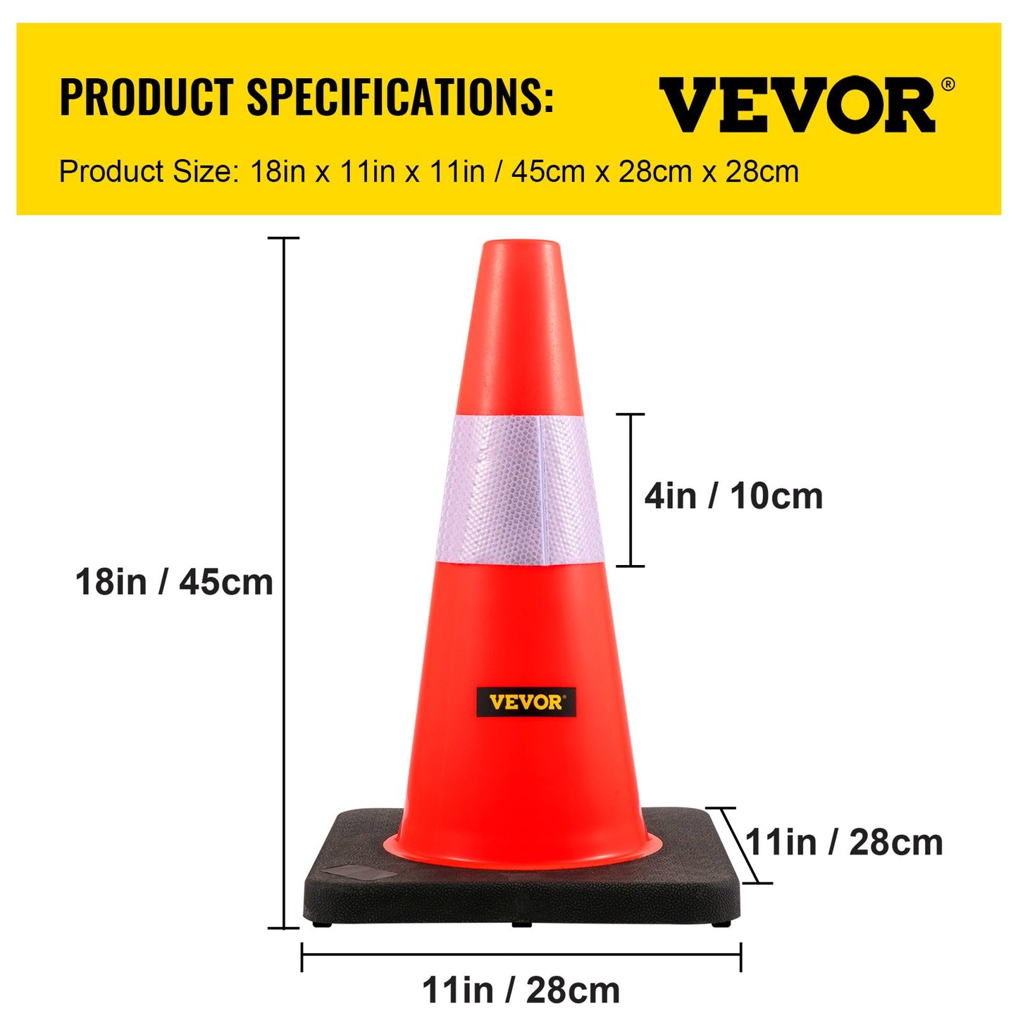 Säkerhetskoner Trafikkoner 18" orange reflekterande kragar Road Cones 5st