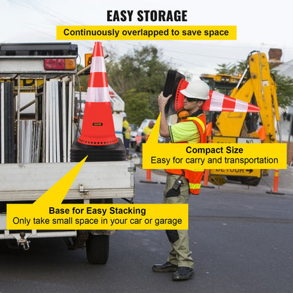 Sicherheitskegel, Verkehrskegel, 8 x 30 Zoll, orange, reflektierende Kragen, Straßenkegel