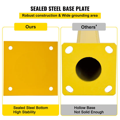 Safety Bollard, 42 Inch Height Bollard Post, 5.5 Inch Diameter Steel Pipe Safety Bollard Post, Yellow Steel Bollard, Steel Safety Bollard with 8 Anchor Bolts, Perfect for Traffic-Sensitive Area
