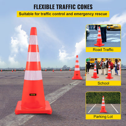 Safety Cones Trafikkoner 6 x 36" Orange reflekterande kragar Road Cones