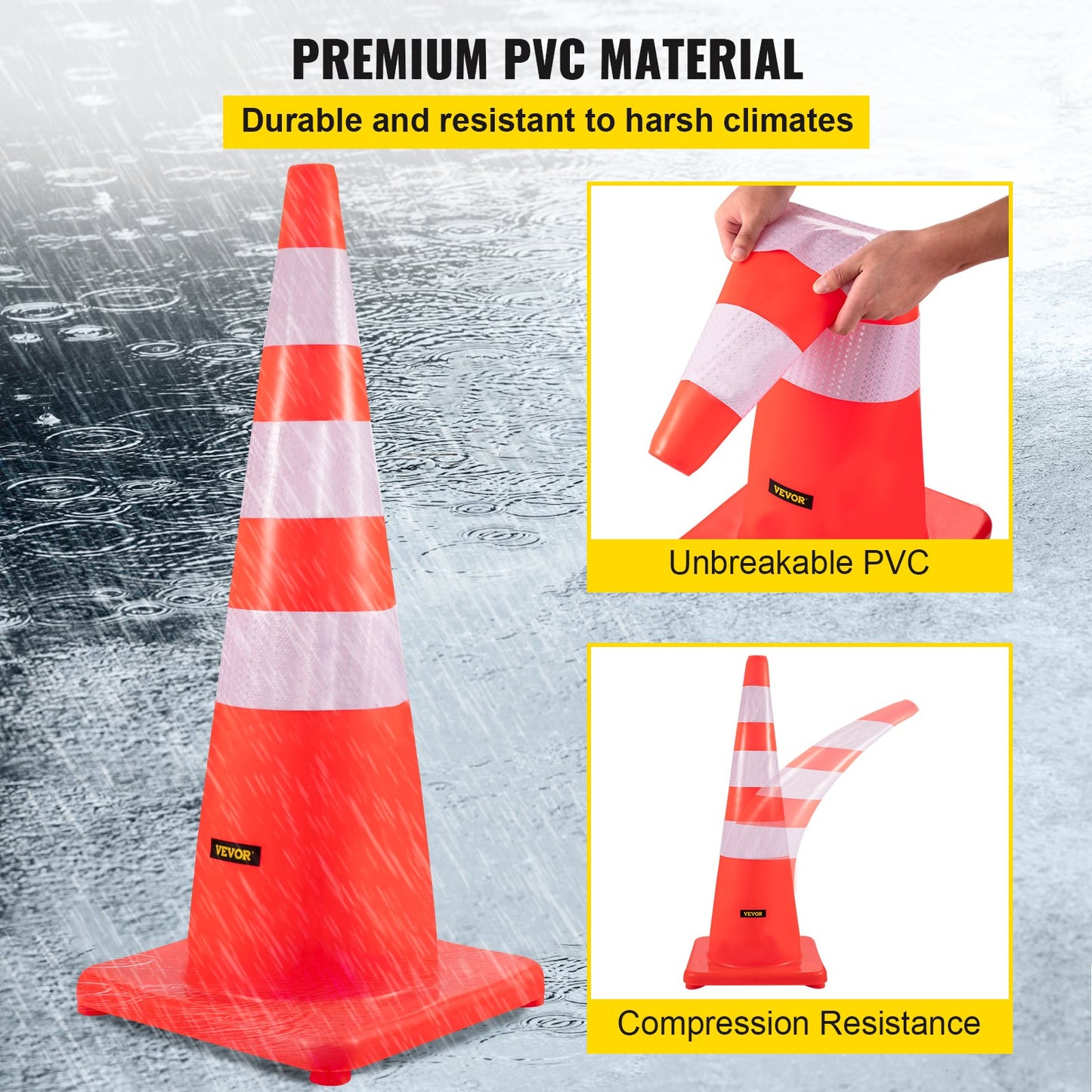 Safety Cones Trafikkoner 6 x 36" Orange reflekterande kragar Road Cones