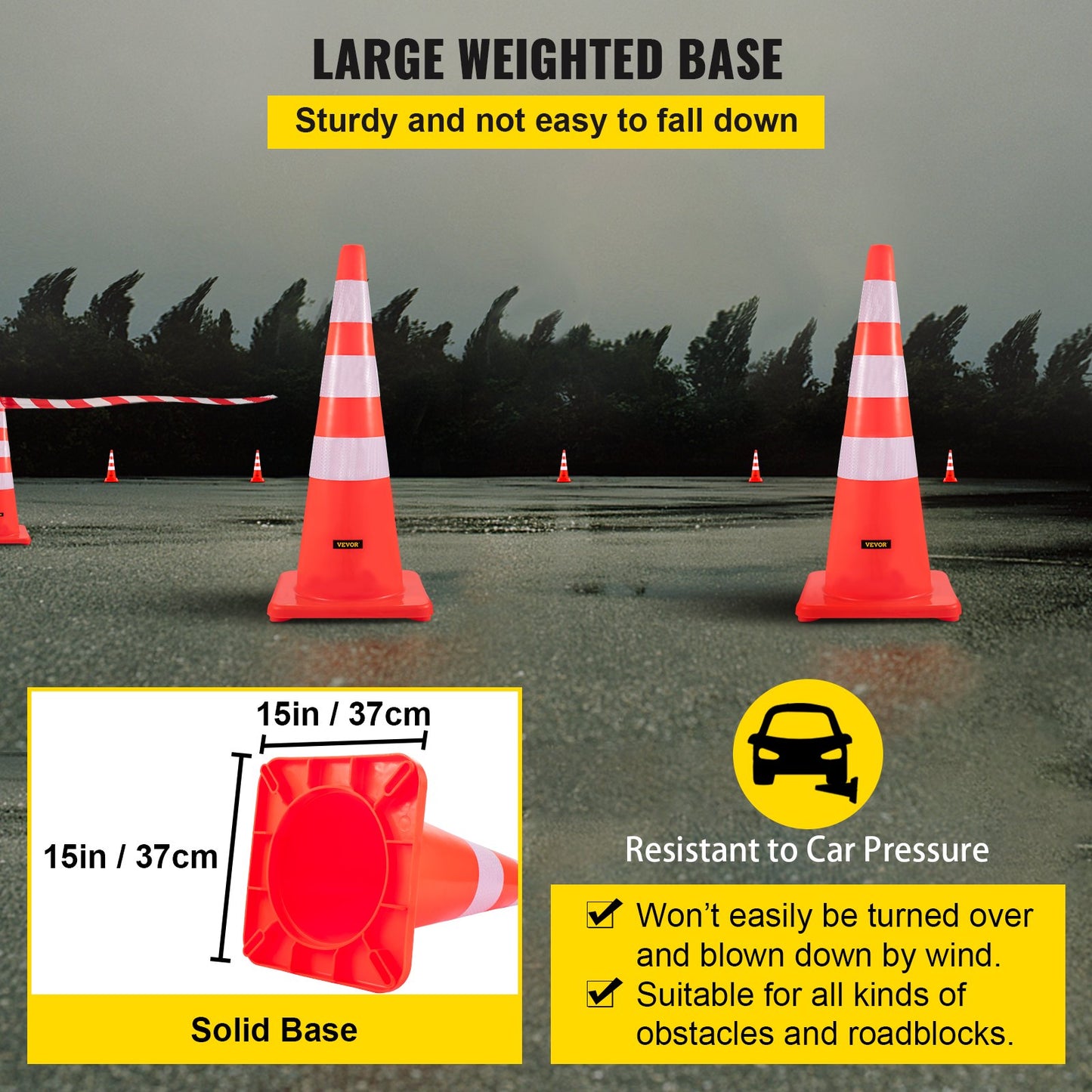 Safety Cones Trafikkoner 6 x 36" Orange reflekterande kragar Road Cones