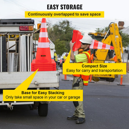 Safety Cones Trafikkoner 6 x 36" Orange reflekterande kragar Road Cones