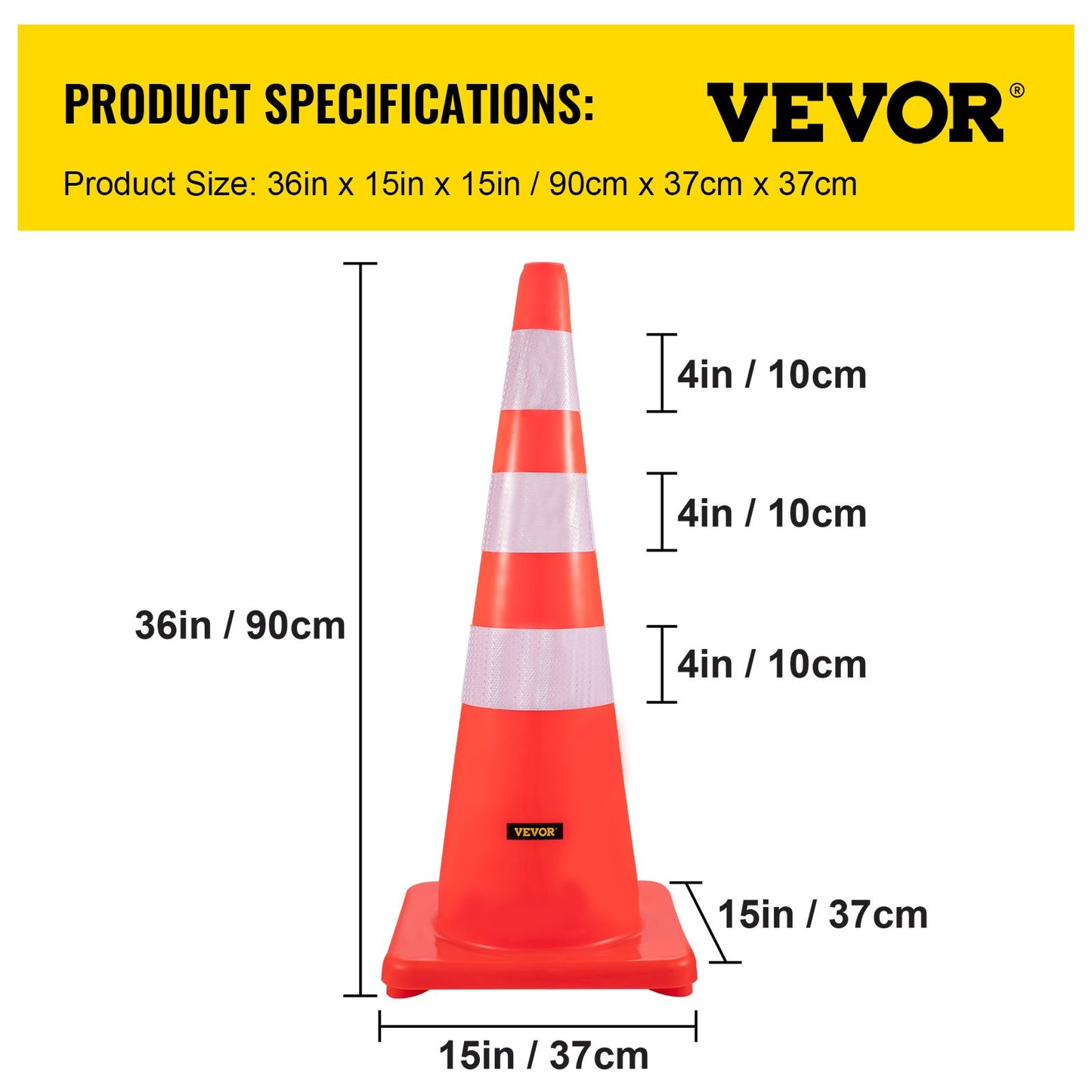 Safety Cones Trafikkoner 6 x 36" Orange reflekterande kragar Road Cones