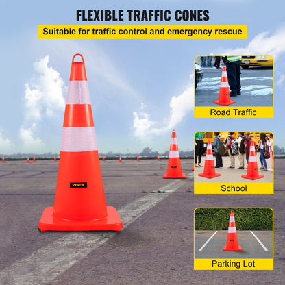Safety Cones Trafikkoner 12 x 28" Orange reflekterande kragar Road Cones