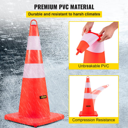 Safety Cones Trafikkoner 12 x 28" Orange reflekterande kragar Road Cones