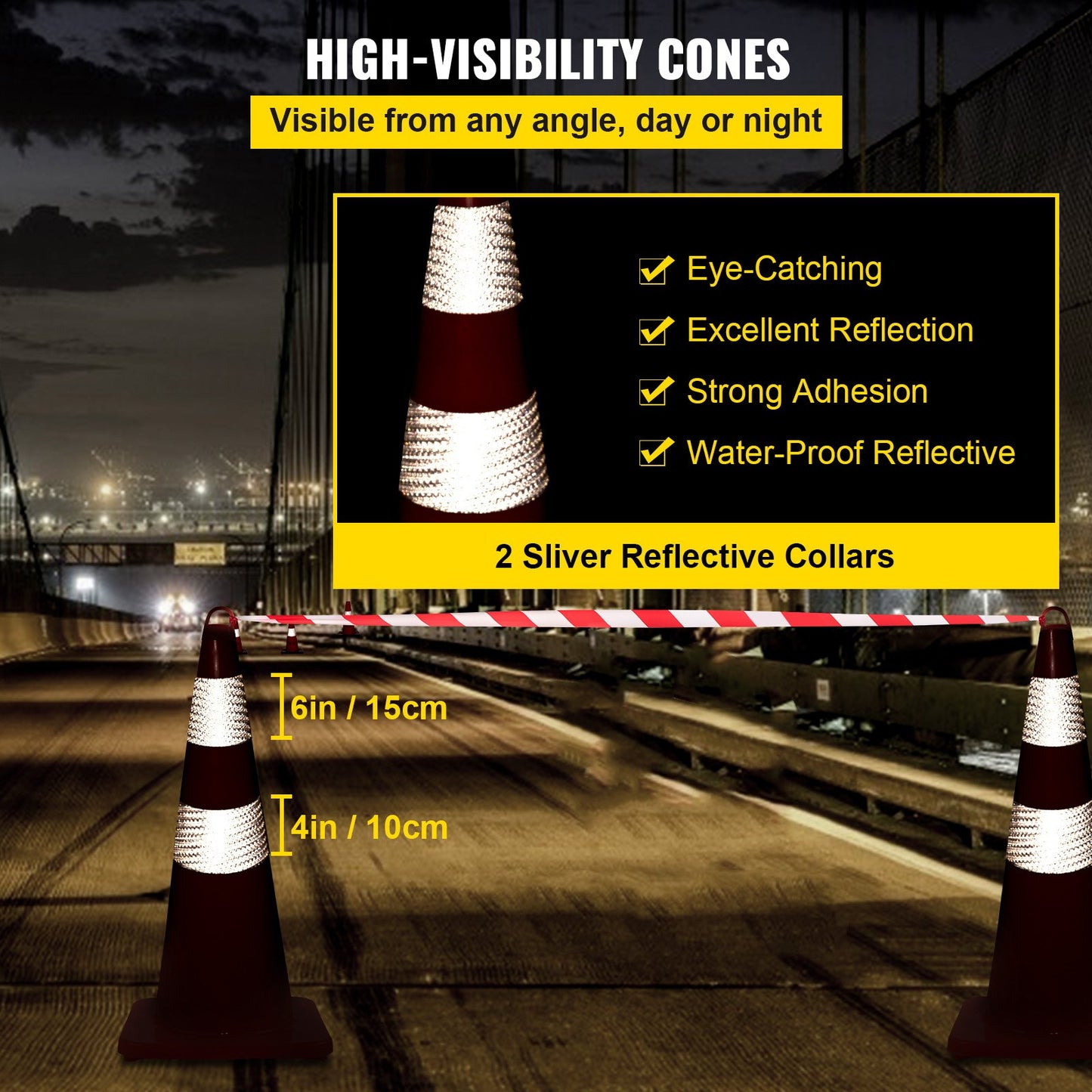Safety Cones Trafikkoner 12 x 28" Orange reflekterande kragar Road Cones