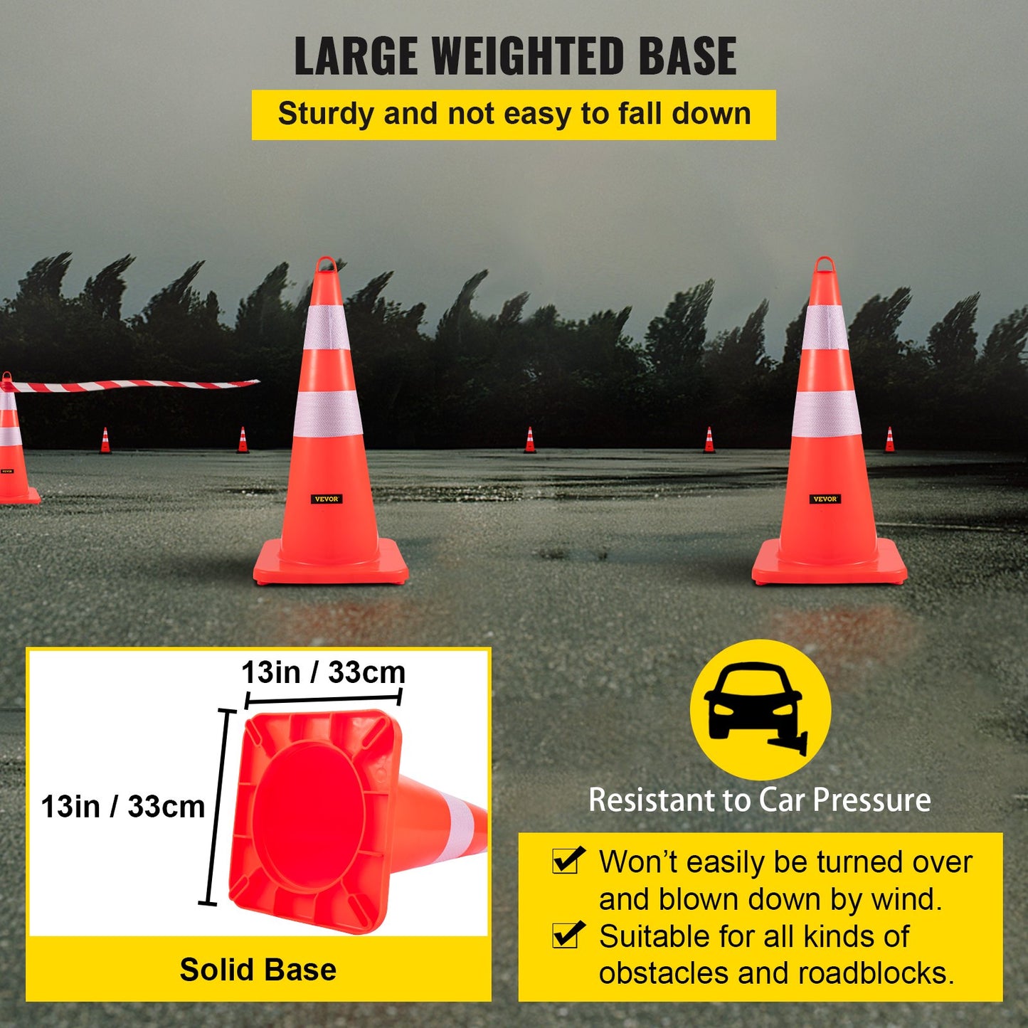 Safety Cones Trafikkoner 12 x 28" Orange reflekterande kragar Road Cones