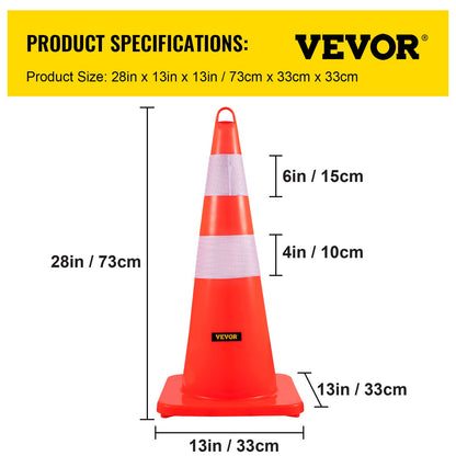Safety Cones Trafikkoner 12 x 28" Orange reflekterande kragar Road Cones