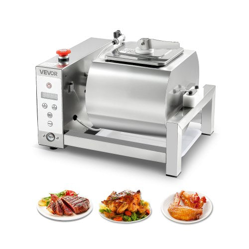 Meat Tumbler Marinator, 10L Vacuum Tumbler Marinating Machine with Automatic Bidirectional Rotation, Stainless Steel Vacuum Curing Machine for Chicken Steak Pork, Home & Commercial Use