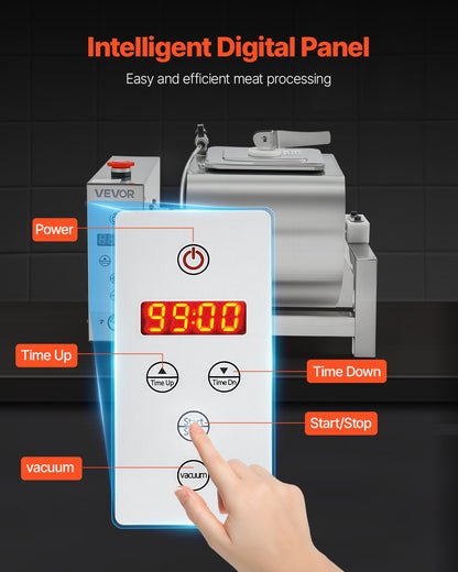 Meat Tumbler Marinator, 10L Vacuum Tumbler Marinating Machine with Automatic Bidirectional Rotation, Stainless Steel Vacuum Curing Machine for Chicken Steak Pork, Home & Commercial Use
