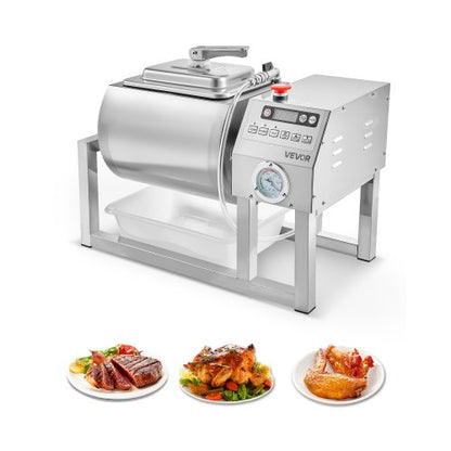 Commercial Meat Tumbler Marinator, 20L Vacuum Tumbler Marinating Machine with Bidirectional Rotation and 3-Speed, Stainless Steel Vacuum Curing Machine for Chicken Steak Pork, Restaurant