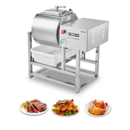 Commercial Meat Tumbler Marinator, 40L Vacuum Tumbler Marinating Machine with Bidirectional Rotation and 3-Speed, Stainless Steel Vacuum Curing Machine for Chicken Pork Fish, Steak House