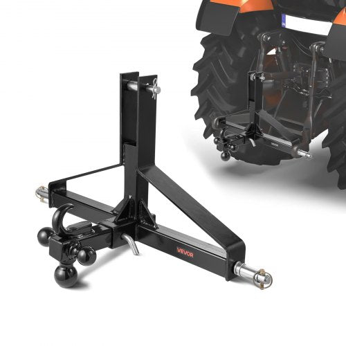 3 Point Trailer Hitch with 2 in Receiver, 3pt Quick Hitch Attachment, Heavy Duty Tractor Tow Drawbar Adapter, Compatible with Kubota, Mahindra, Ford, Yanmar, John Deere, Massey Ferguson