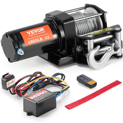 Electric Winch ATV UTV 4000 lb Steel Cable IP55 Waterproof Remote Control