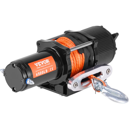 Electric Winch ATV UTV 4500 lb Synthetic Rope Waterproof Remote Control