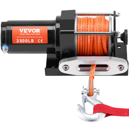 Electric Winch ATV UTV 3500 lb Synthetic Rope Waterproof Wired Control