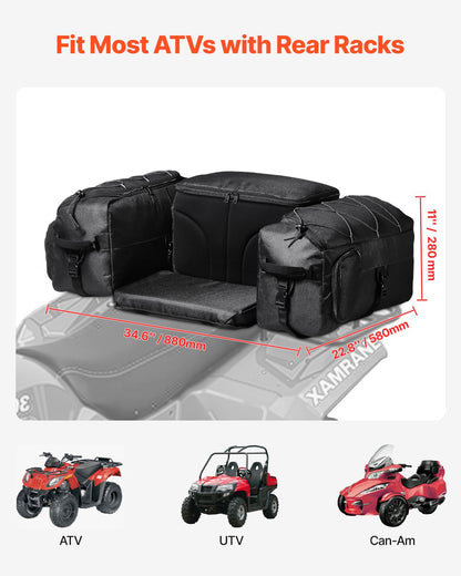 74L ATV Bakre förvaringsväska 600D Oxford Cloth Bakre Cargo Bag & Svampkudde