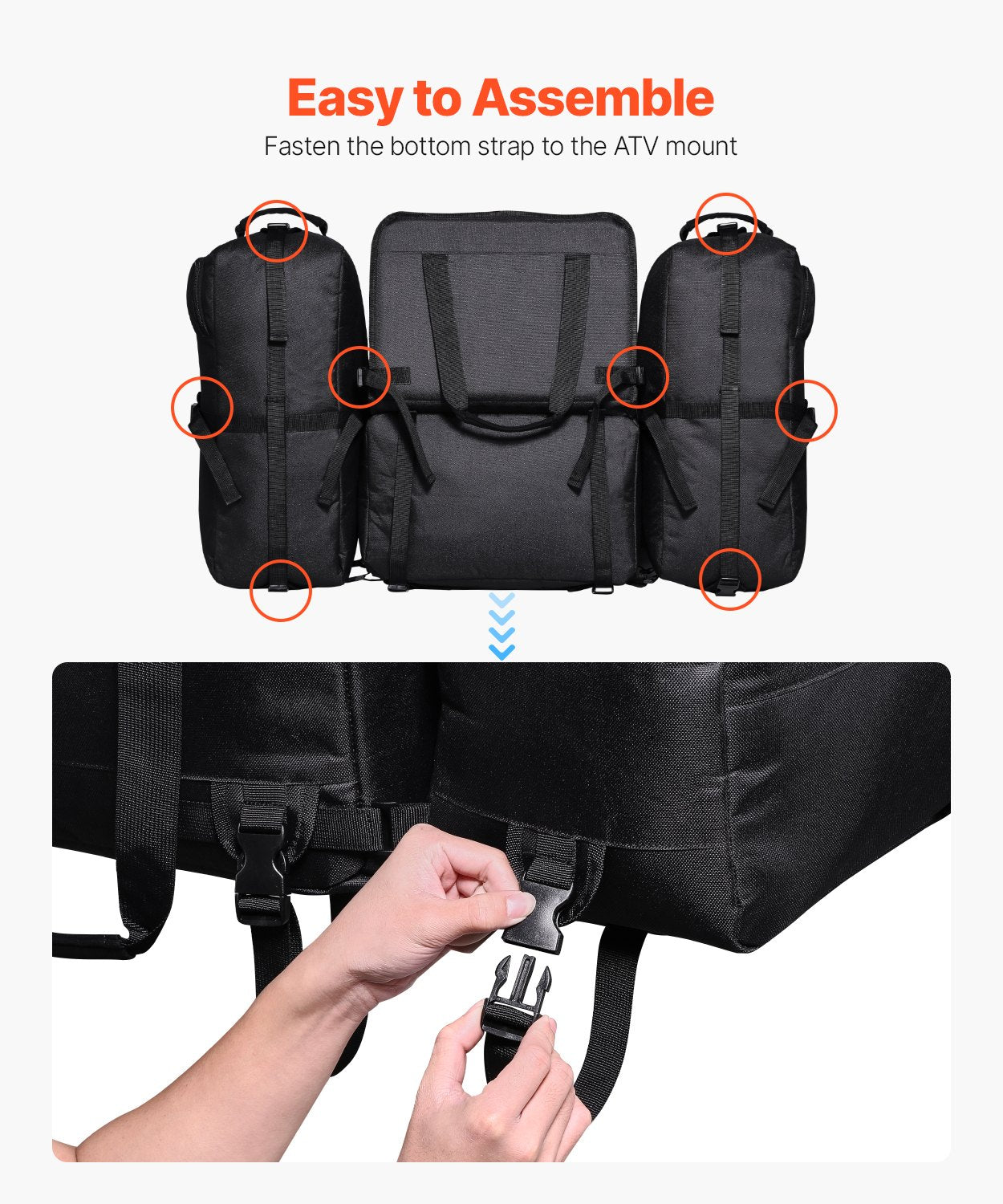 74L ATV Bakre förvaringsväska 600D Oxford Cloth Bakre Cargo Bag & Svampkudde