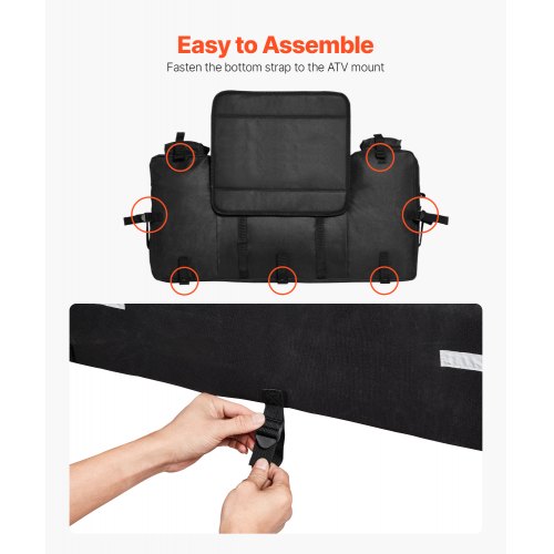 ATV förvaringsväska bak, 60L ATV förvaringsväska bak med ryggstöd och vattentätt överdrag, 600D Oxfordtyg för utrustning bak i sätet, passar de flesta ATV med bakre räcke, kompatibel med ATV, UTV, Can-Am-fordon |  EU