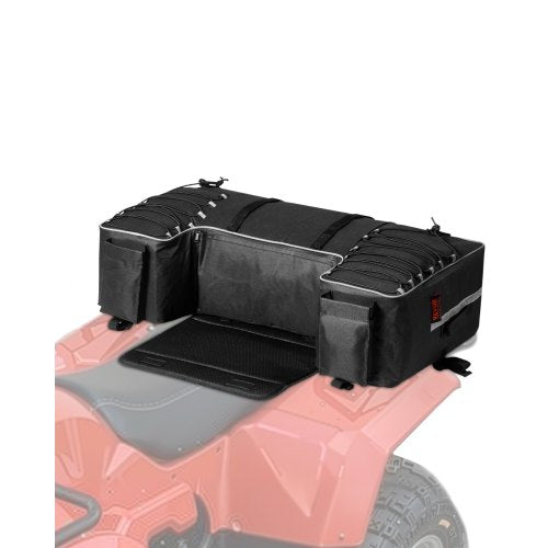 ATV Rear Storage Bag, 60L ATV Rear Cargo Storage Bag with Backrest & Waterproof Cover, 600D Oxford Cloth Rear Seat Gear Bag Fit Most ATVs with Rear Rack, Compatible with ATV, UTV, Can-Am Vehicle