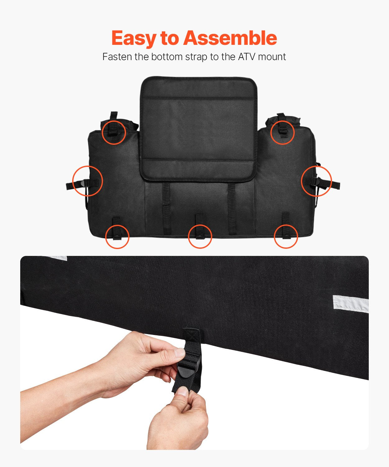 ATV Rear Storage Bag, 60L ATV Rear Cargo Storage Bag with Backrest & Waterproof Cover, 600D Oxford Cloth Rear Seat Gear Bag Fit Most ATVs with Rear Rack, Compatible with ATV, UTV, Can-Am Vehicle