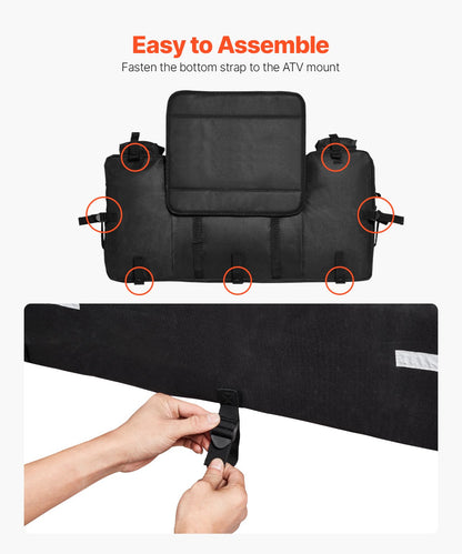 ATV Rear Storage Bag, 60L ATV Rear Cargo Storage Bag with Backrest & Waterproof Cover, 600D Oxford Cloth Rear Seat Gear Bag Fit Most ATVs with Rear Rack, Compatible with ATV, UTV, Can-Am Vehicle