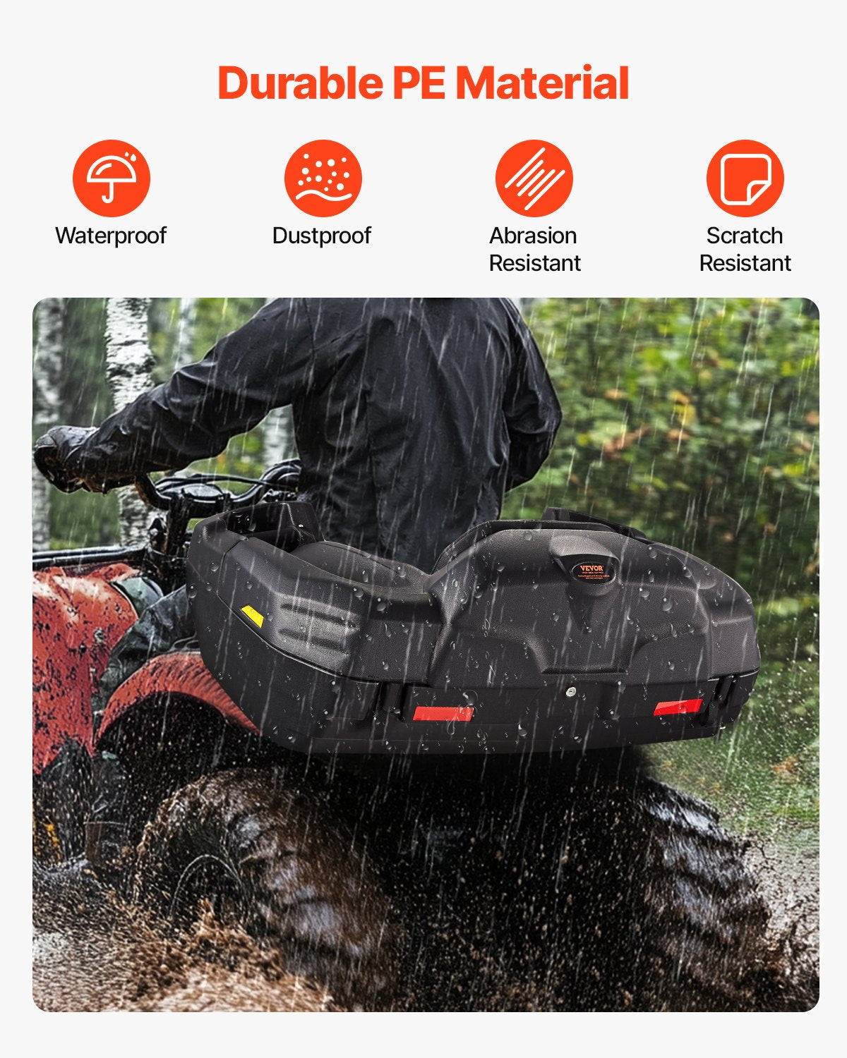 ATV Rear Storage Box and Lounger, 95L ATV Cargo Box with Seat & Backrest, Waterproof LLDPE & Lockable Lounger Storage Box Fit Most ATVs with Rear Rack, Compatible with ATV, UTV, Can-Am Vehicles