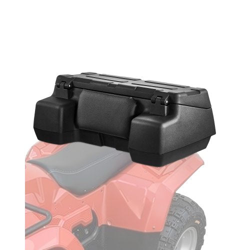 ATV Rear Storage Box, 95L ATV Rear Cargo Box with Padded Backrest, Waterproof LLDPE and Lockable Gear Storage Box Fit Most ATVs with Rear Rack, Compatible with ATV, UTV, Can-Am Vehicles