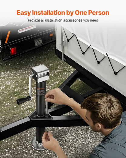 A-Frame Trailer Jack, 5000 lbs Dynamic Load Capacity, Trailer Jack Stand with Handle & Rectangular Footpad, 15-inch Vertical Travel, Suitable for RV, Horse, Utility Trailers, Yacht Trailers