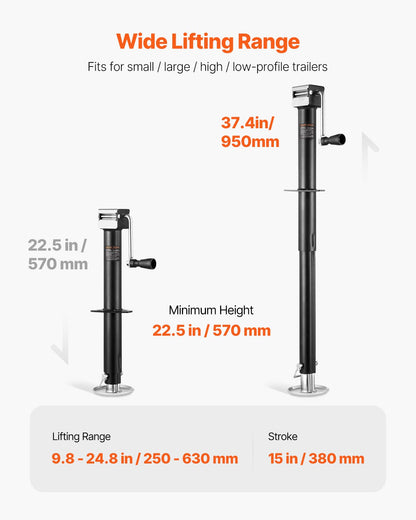 A-Frame Trailer Jack, 5000 lbs Dynamic Load Capacity, Trailer Jack Stand with Handle & Rectangular Footpad, 15-inch Vertical Travel, Suitable for RV, Horse, Utility Trailers, Yacht Trailers