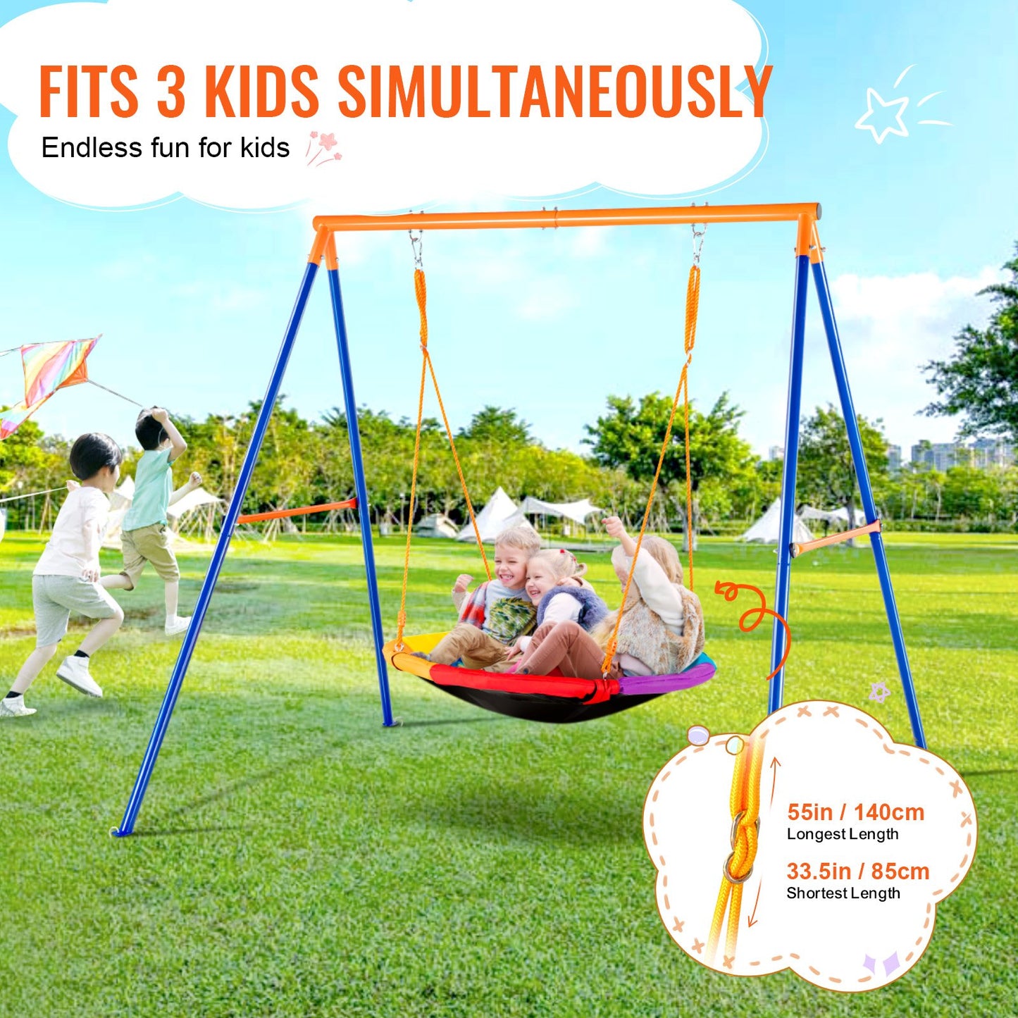 Gungsatser för Backyard 40-tums fat Gungsäte A-ram metallstativ 440lbs