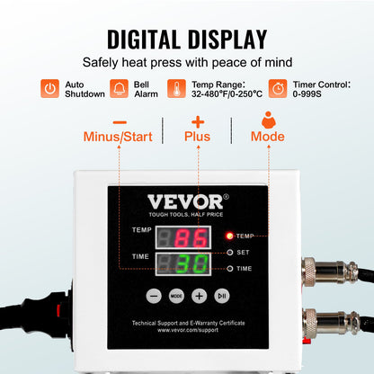 Heat Press Machine 15x15 in Slide Out Heat Transfer Machine T-Shirts Green