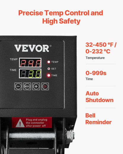 Heat Press, 15 x 15 inch Heat Press Machine for T-shirts, Fast and Even Heating, Easy to Use, High Pressure for Digital Industrial-Quality Sublimation Printer for Transfer Vinyl, T-shirt, Black