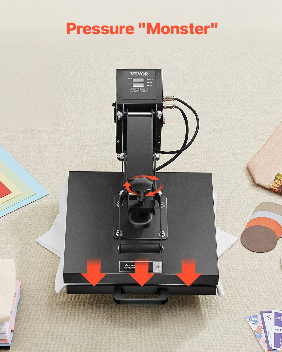 Heat Press, 15 x 15 inch Heat Press Machine for T-shirts, Fast and Even Heating, Easy to Use, High Pressure for Digital Industrial-Quality Sublimation Printer for Transfer Vinyl, T-shirt, Black