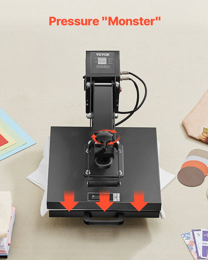 Heat Press, 15 x 15 inch Heat Press Machine for T-shirts, Fast and Even Heating, Easy to Use, High Pressure for Digital Industrial-Quality Sublimation Printer for Transfer Vinyl, T-shirt, Black