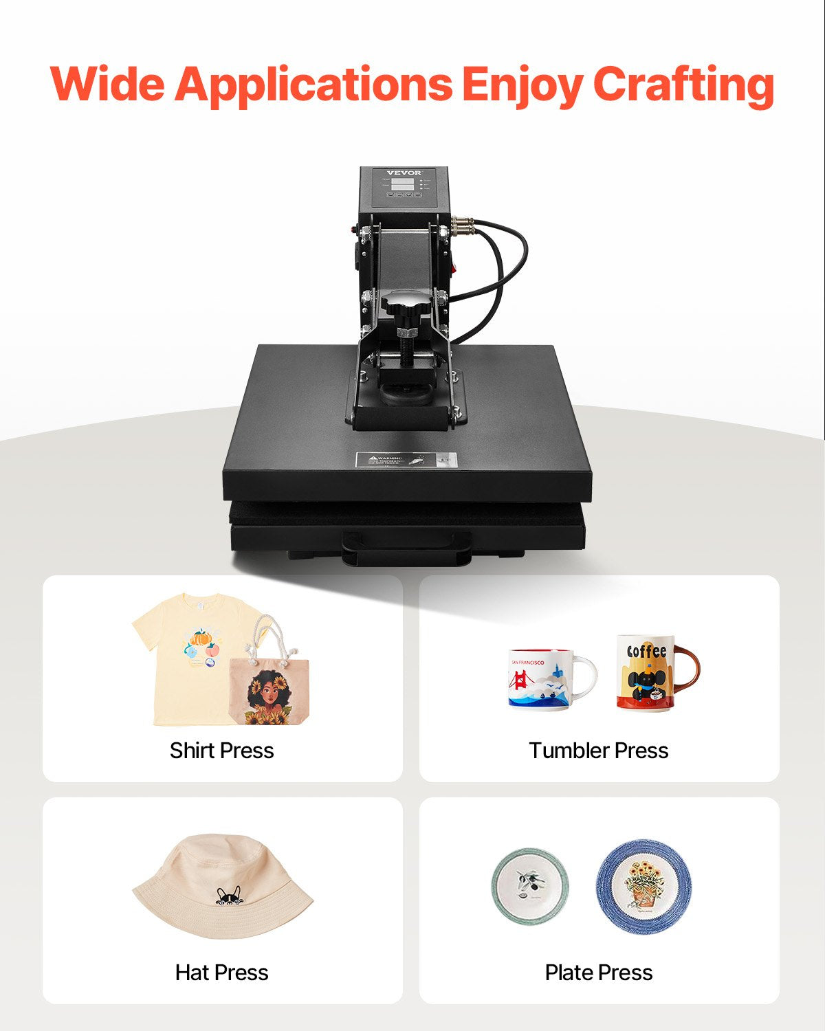 Heat Press, 15 x 15 inch Heat Press Machine for T-shirts, Fast and Even Heating, Easy to Use, High Pressure for Digital Industrial-Quality Sublimation Printer for Transfer Vinyl, T-shirt, Black