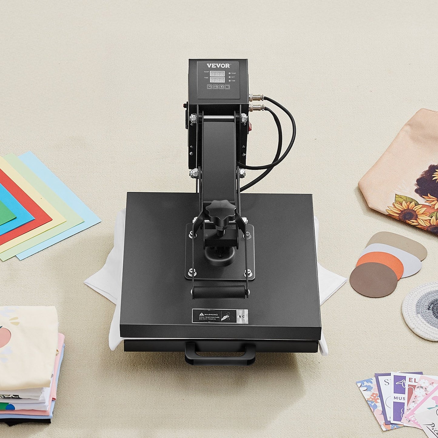 Heat Press, 15 x 15 inch Heat Press Machine for T-shirts, Fast and Even Heating, Easy to Use, High Pressure for Digital Industrial-Quality Sublimation Printer for Transfer Vinyl, T-shirt, Black