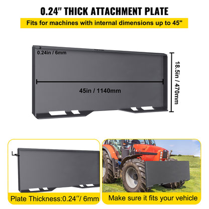 Skid Steer Mount Plate Thick Skid Steer Attachment Plate Steel Quick Attachment Loader Plate with 3 Additional Welding Rods Easy to Weld or Bolt to Different Accessories (1/4\")