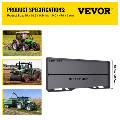 Skid Steer Mount Plate Thick Skid Steer Attachment Plate Steel Quick Attachment Loader Plate with 3 Additional Welding Rods Easy to Weld or Bolt to Different Accessories (1/4\")