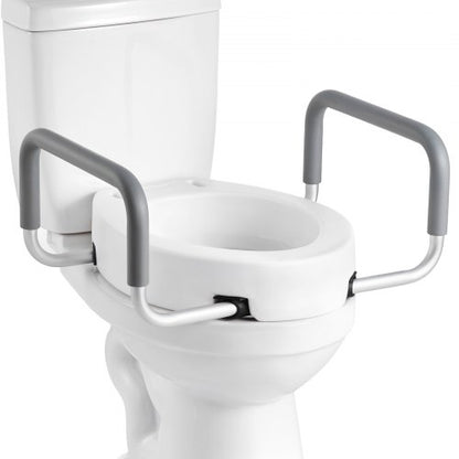 Raised Toilet Seat with Arms, 300 lbs Load Capacity, 3.5-Inch Lift Height, Widened Commode Elevated Toilet Seat Riser with Padded Handles for Seniors, Elderly, Handicap, Disabled, and Adults