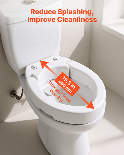 Raised Toilet Seat, 300 lbs Load Capacity, 3.5-Inch Lift Height, Commode Elevated Toilet Seat Riser with Enlarged Opening for Seniors, Elderly, Handicap, Disabled, Adults, Fits Elongated Bowl