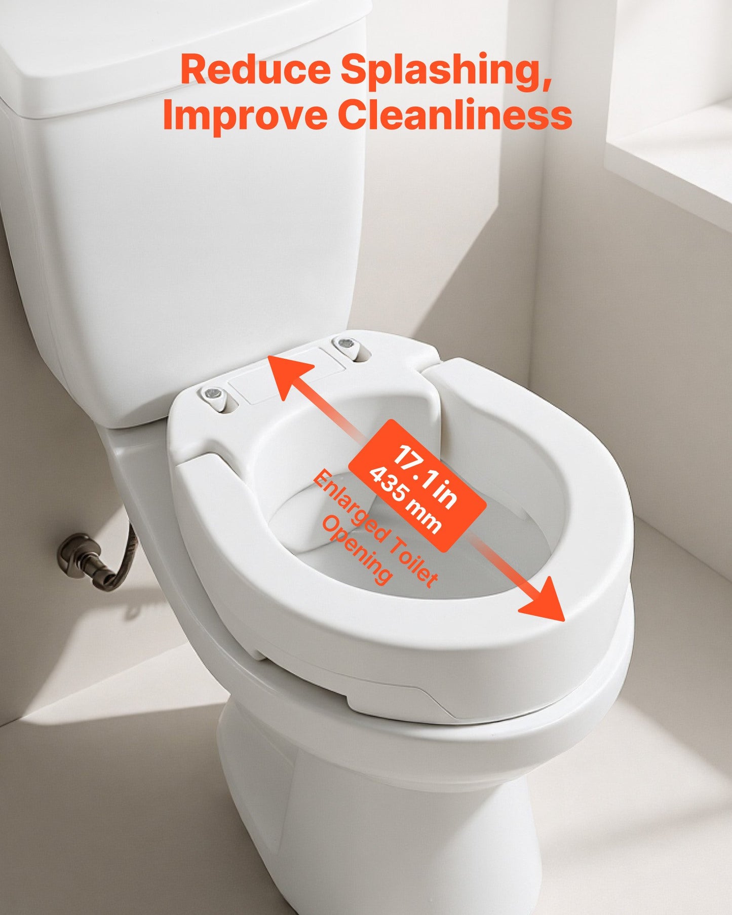 Raised Toilet Seat, 300 lbs Load Capacity, 3.5-Inch Lift Height, Commode Elevated Toilet Seat Riser with Enlarged Opening for Seniors, Elderly, Handicap, Disabled, and Adults, Fits Round Bowl